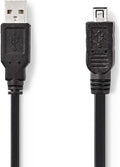 Nedis USB-Kabel - USB 2.0 - USB-A Male - Mini 4-Pin Male - 480 Mbps - Vernikkeld - 2.00 m - Rond - PVC - Zwart - Polybag - afbeelding 1