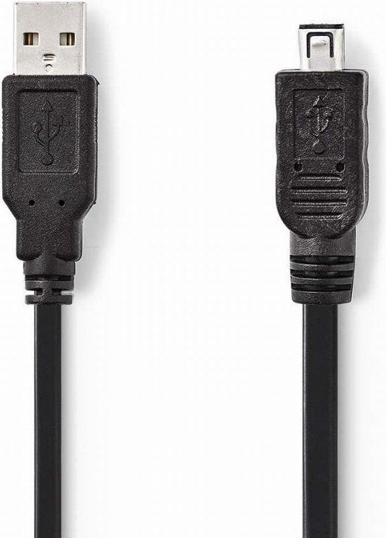 Nedis USB-Kabel - USB 2.0 - USB-A Male - Mini 4-Pin Male - 480 Mbps - Vernikkeld - 2.00 m - Rond - PVC - Zwart - Polybag - afbeelding 6