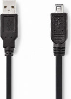 Nedis USB-Kabel - USB 2.0 - USB-A Male - Mini 4-Pin Male - 480 Mbps - Vernikkeld - 2.00 m - Rond - PVC - Zwart - Polybag - afbeelding 6