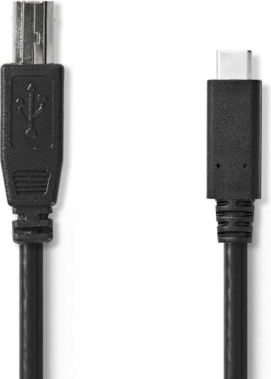 Nedis USB-Kabel - USB 2.0 - USB-C Male - USB-B Male - 480 Mbps - OTG - Vernikkeld - 1.00 m - Rond - PVC - Zwart - Envelop - afbeelding 3