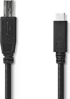 Nedis USB-Kabel - USB 2.0 - USB-C Male - USB-B Male - 480 Mbps - OTG - Vernikkeld - 1.00 m - Rond - PVC - Zwart - Envelop - afbeelding 3