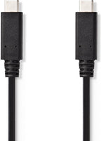 Nedis USB-Kabel - USB 3.2 Gen 2 - USB-C Male - USB-C Male - 15 W - 10 Gbps - Vernikkeld - 1.00 m - Rond - PVC - Zwart - Label - afbeelding 2