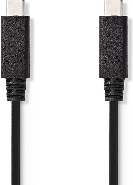 Nedis USB-Kabel - USB 3.2 Gen 2 - USB-C Male - USB-C Male - 15 W - 10 Gbps - Vernikkeld - 1.00 m - Rond - PVC - Zwart - Label - afbeelding 2