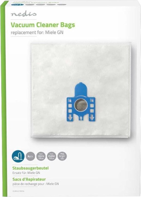 Nedis Stofzuigerzak - 4 Stuks - Synthetisch - Meest verkocht voor: Miele - Wit - afbeelding 4