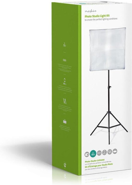 Nedis Lampenset voor Fotostudio - 70 W - 5500 K - 4000 lm - Werk hoogte: 60-180 cm - Inclusief lampen: 2 - Inclusief reistas - Zwart - afbeelding 14