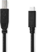 Nedis USB-Kabel - USB 2.0 - USB-C Male - USB-B Male - 480 Mbps - OTG - Vernikkeld - 1.00 m - Rond - PVC - Zwart - Envelop - afbeelding 1