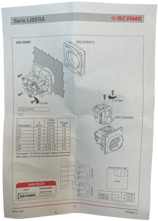 SCAME FLUSH-MOUNTING SOCKET 3P 32A LAADPAALONDERDEEL - afbeelding 9