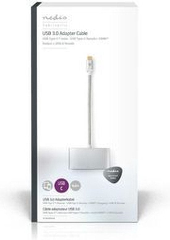 Nedis USB Multi-Port Adapter - USB 3.2 Gen 1 - USB-C Male - HDMI Output / USB-A Female / USB-C Female - 5 Gbps - 0.20 m - Rond - Verguld - Gevlochten / Nylon - Zilver - Cover Window Box - afbeelding 10