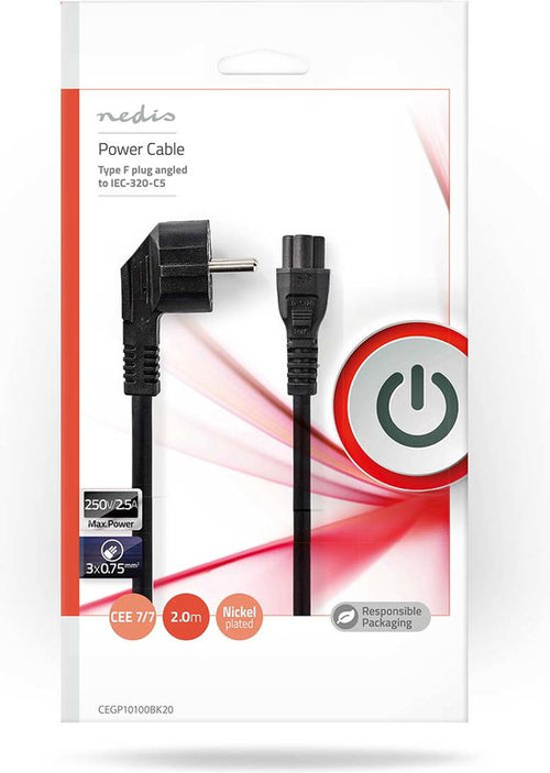 Nedis electriciteitssnoer Zwart m Netstekker type F - afbeelding 2