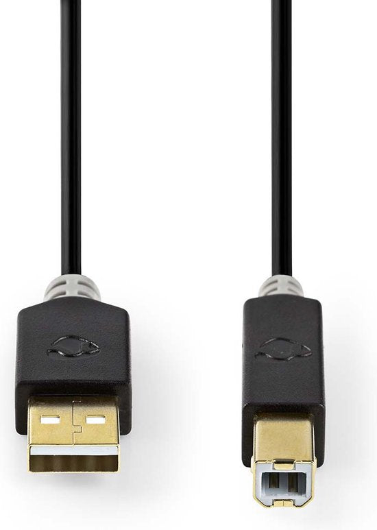 Nedis - USB 2.0 - Male - Male - m - Antraciet - afbeelding 1