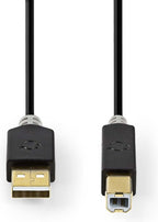 Nedis - USB 2.0 - Male - Male - m - Antraciet - afbeelding 1