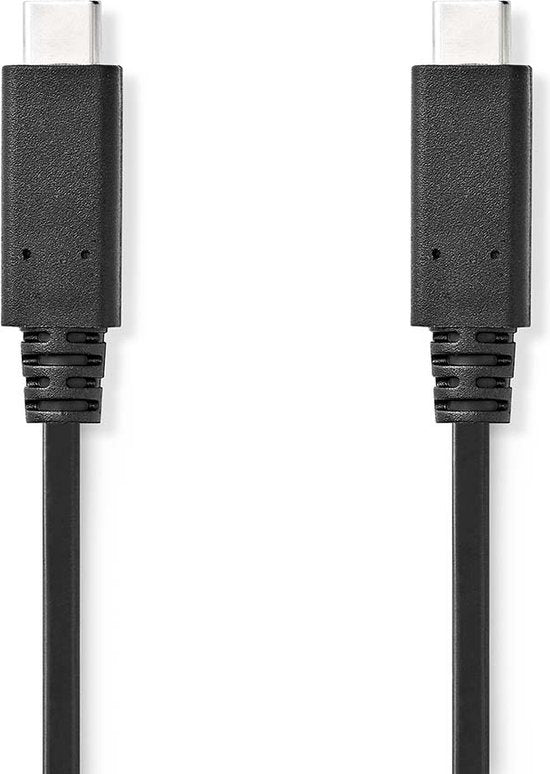 Nedis USB-Kabel - USB 3.2 Gen 2 - USB-C Male - USB-C Male - 100 W - 8K@30Hz - 10 Gbps - Vernikkeld - 1.00 m - Rond - PVC - Zwart - Envelop - afbeelding 1