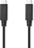 Nedis USB-Kabel - USB 3.2 Gen 2 - USB-C Male - USB-C Male - 100 W - 8K@30Hz - 10 Gbps - Vernikkeld - 1.00 m - Rond - PVC - Zwart - Envelop - afbeelding 1