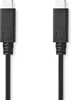 Nedis USB-Kabel - USB 3.2 Gen 2 - USB-C Male - USB-C Male - 100 W - 8K@30Hz - 10 Gbps - Vernikkeld - 1.00 m - Rond - PVC - Zwart - Envelop - afbeelding 1