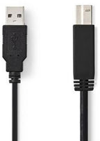 Nedis USB-Kabel - USB 2.0 - USB-A Male - USB-B Male - 480 Mbps - Vernikkeld - m - Rond - PVC - Zwart - afbeelding 8