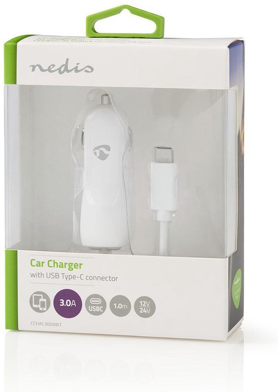 Nedis - W - 1x 3.0 A - Outputs: 1 - USB-C Kabel - m - Single Voltage Output - afbeelding 15
