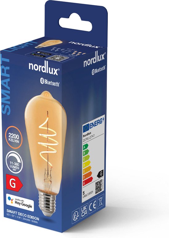 Nordlux ST64-lichtbron-smart-filament-E27-gold-deco spiral-2200K - afbeelding 4