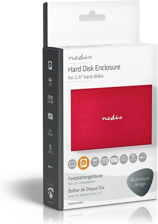 Nedis Hardeschijfbehuizing | 2.5 " | SATA III 6 Gb/s | USB 3.2 Gen1 | USB Type-A | Aluminium / Kunststof - afbeelding 7