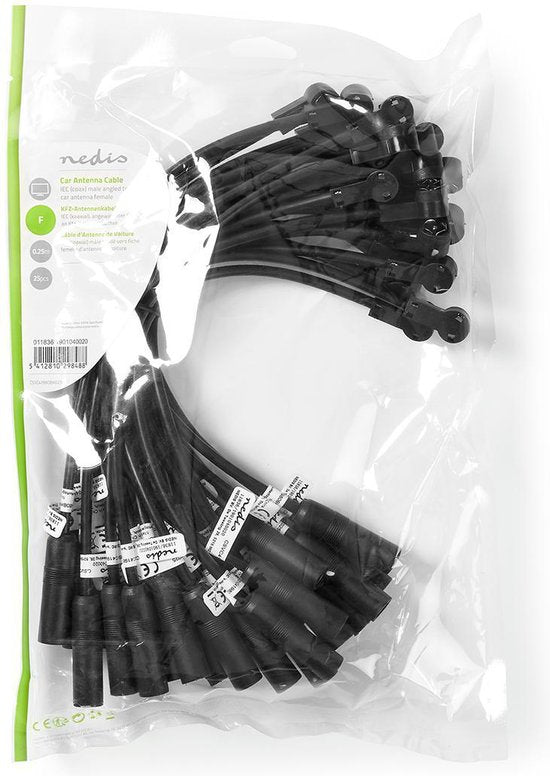 Nedis Kabel voor Auto-Antenne - IEC (Coax) Male - Auto-Antenne-Aansluiting - Vernikkeld - 0.30 m - Rond - PVC - Zwart - Polybag - afbeelding 4
