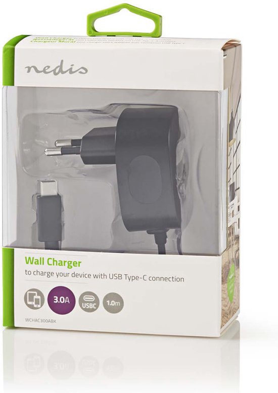 Nedis - W - 1x 3.0 A - Outputs: 1 - USB-C Kabel - m - Single Voltage Output - afbeelding 7