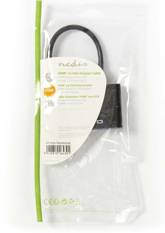 Nedis HDMI naar VGA + 3,5mm adapter - zwart - 0,20 meter - afbeelding 12