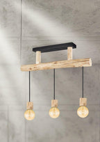 Home Sweet Home - Landelijke Hanglamp Billy - geschikt voor E27 LED lichtbron - 3 lichts hanglamp gemaakt van Hout - 60/18/127cm - Pendellamp - afbeelding 3