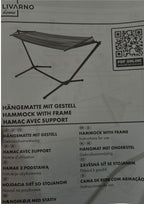 Hangmat Livarno Hammock Blue Striped, geleverd in handige opbergtas, buizenframe 5 cm doorsnede. nettogewicht 13 kg Ligvlak 200 cm x 100 cm Max belasting 100 kg - afbeelding 4