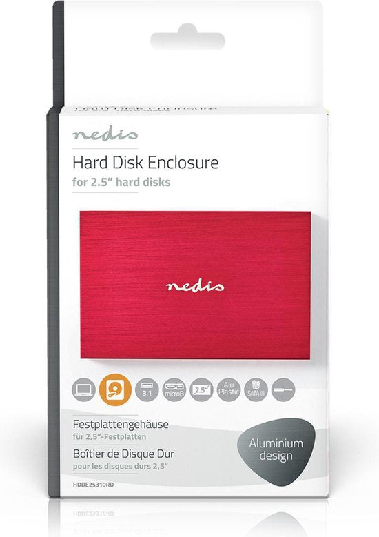 Nedis Hardeschijfbehuizing | 2.5 " | SATA III 6 Gb/s | USB 3.2 Gen1 | USB Type-A | Aluminium / Kunststof - afbeelding 5