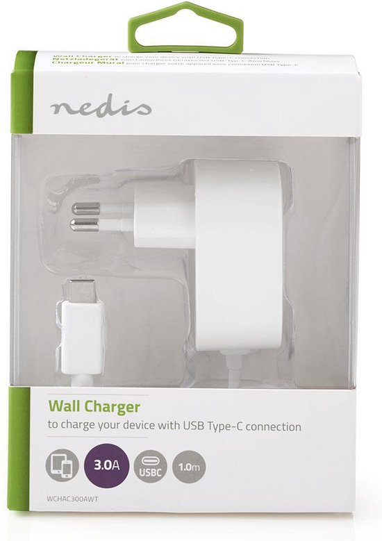 Nedis Oplader - 15 W - Snellaad functie - 1x 3.0 A - Outputs: 1 - USB-C Kabel - 1.50 m - Single Voltage Output - afbeelding 4