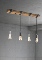 Home Sweet Home - Landelijke Hanglamp Denton - geschikt voor E27 LED lichtbron - 3 lichts hanglamp gemaakt van Hout - 70/14/110cm - Pendellamp - afbeelding 6