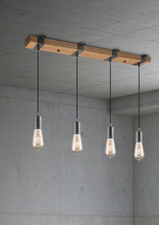 Home Sweet Home - Landelijke Hanglamp Denton - geschikt voor E27 LED lichtbron - 3 lichts hanglamp gemaakt van Hout - 70/14/110cm - Pendellamp - afbeelding 6