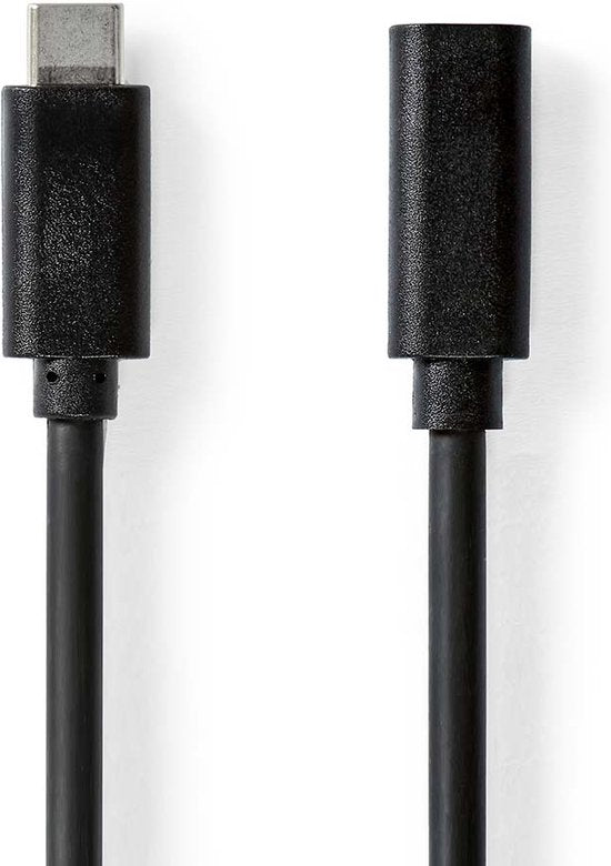 Nedis USB-Kabel - USB 3.2 Gen 1 - USB-C Male - USB-C Female - 5 W - 5 Gbps - Vernikkeld - 2.00 m - Rond - PVC - Zwart - Envelop - afbeelding 2