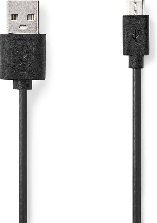 Nedis USB-Kabel - USB 2.0 - USB-A Male - USB Micro-B Male - 4.5 W - 480 Mbps - Vernikkeld - 3.00 m - Rond - PVC - Zwart - Label - afbeelding 1