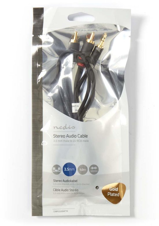 Nedis 3,5mm Jack - Tulp stereo audio kabel - zwart - meter - afbeelding 38