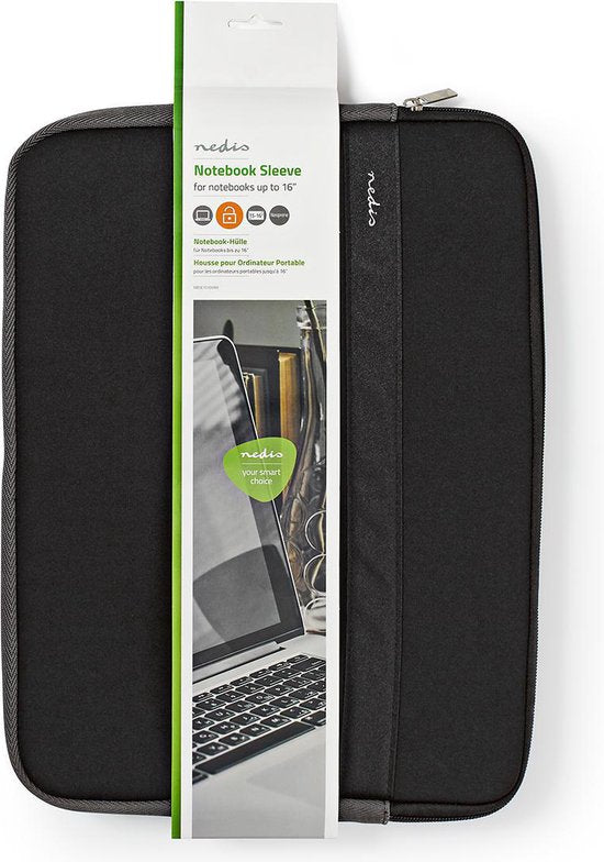 Nedis Notebookhoes - 15 - 16 " - Neopreen - Antraciet / Zwart - 22 mm - 277 mm - 380 mm - afbeelding 4