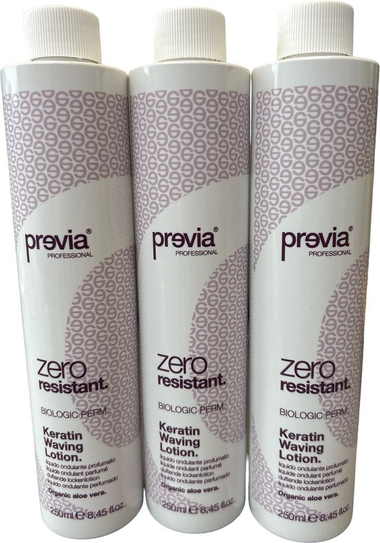 previa Professional Keratin Waving Lotion zero resistant 3 x 250ml - afbeelding 2