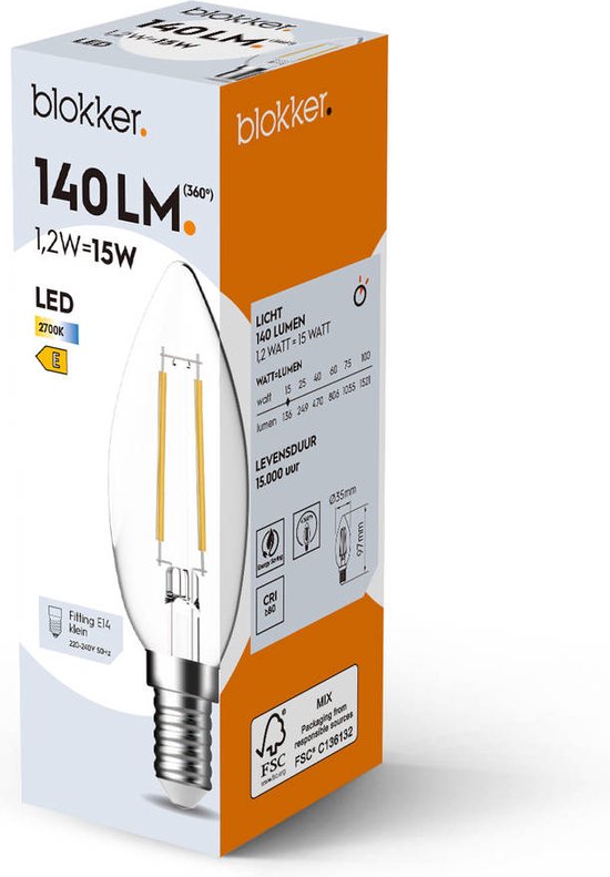 Blokker LED Kaars C35 15We14 Helder - afbeelding 2