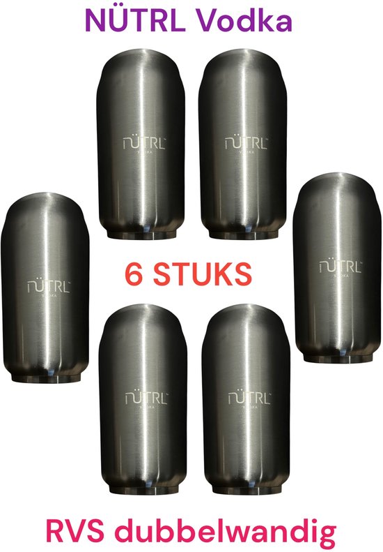 NÜTRL VODKA 6 Stuks RVS Beker (250 ml) - afbeelding 1