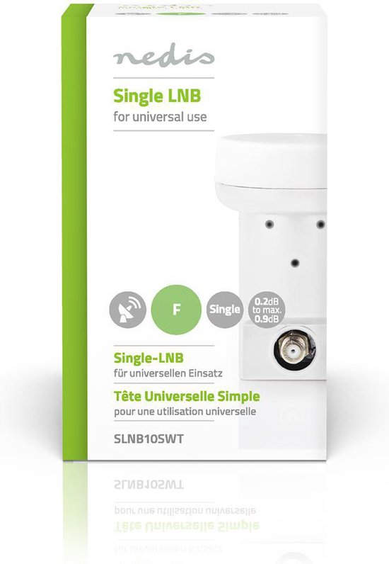 Nedis LNB - Enkel - Outputs: 1x F-connector - Ruisbereik: 0.90 dB - Conversiewinst: 53 - 65 dB - Wit - afbeelding 5