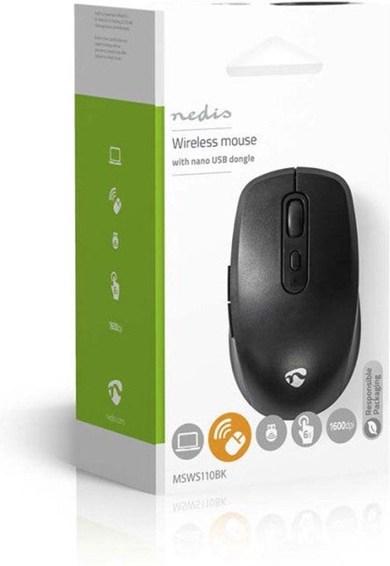 Nedis Muis - Draadloos - 800 / 1200 / 1600 dpi - Instelbare DPI - Aantal knoppen: 6 - Rechtshandig - afbeelding 11