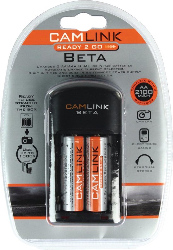 Camlink Beta Ready 2 Go Batterij oplader inclusief 2xAA batterijen - afbeelding 1