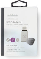 Nedis USB-C Adapter - USB 3.2 Gen 1 - USB-C Male - USB-A Female - 5 Gbps - Rond - Vernikkeld - Zilver - Cover Window Box - afbeelding 4