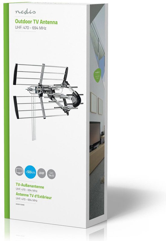 Nedis Buitenantenne - UHF - Ontvangstbereik: ≥50 km - LTE700 - Versterking: 14 dB - 75 Ohm - Antenne lengte: 841 mm - ABS / Aluminium - afbeelding 5