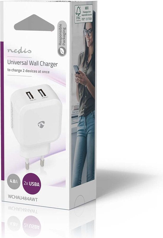 Wandoplader | 4,8 A | 2 uitgangen | USB-A | - afbeelding 22
