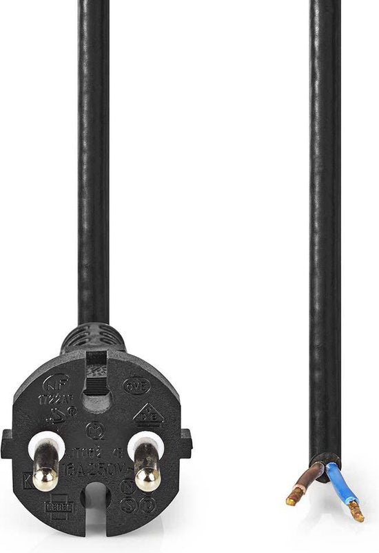 Nedis Stroomkabel voor Stofzuiger - m - Type-F (CEE 7/7) - 250 V AC - 16 A - Zwart - PVC - afbeelding 1
