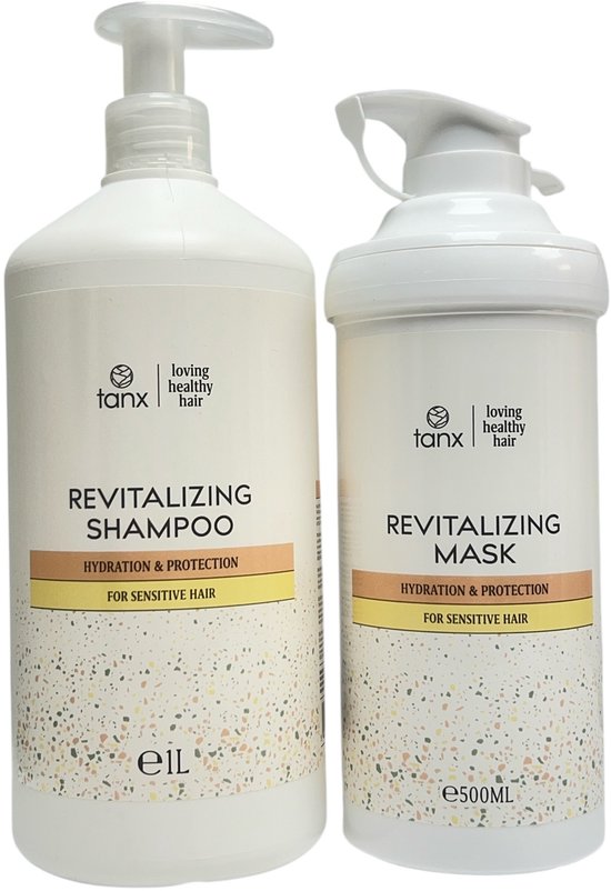 TANX Professonal Revitalizing Shampoo 1000 ml met pomp + Masker 500 ml met pomp Hydraterend & Beschermend By Paris - afbeelding 1