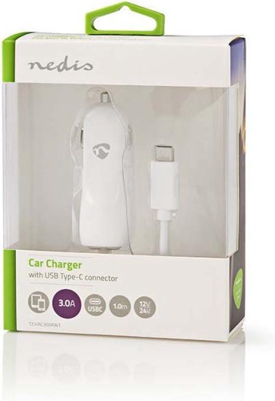Nedis - W - 1x 3.0 A - Outputs: 1 - USB-C Kabel - m - Single Voltage Output - afbeelding 16