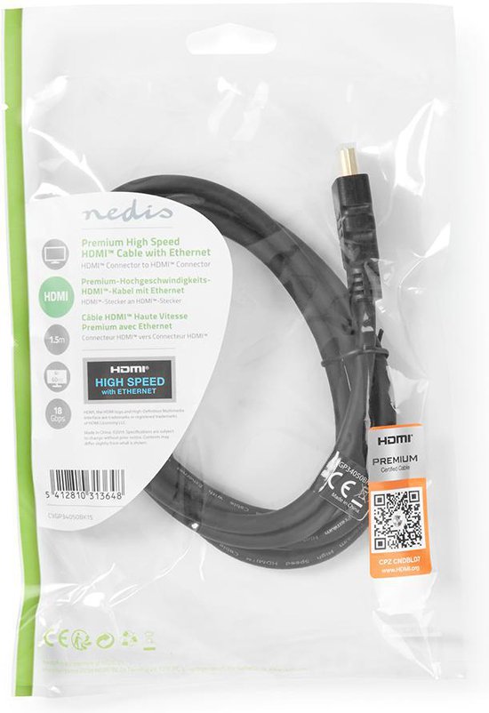 Nedis HDMI kabel versie 2.0 (4K 60Hz HDR) / zwart - meter - afbeelding 45