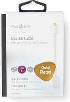 Nedis USB-C Adapter - USB 3.2 Gen 1 - USB-C Male - USB-A Female - 5 Gbps - 0.20 m - Rond - Verguld - Gevlochten / Nylon - Zilver - Cover Window Box - afbeelding 3