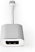 Nedis USB-C Adapter - USB 3.2 Gen 1 - USB-C Male - DisplayPort Female / USB-C Female - 4K@60Hz - Power delivery - 0.20 m - Rond - Verguld - Gevlochten / Nylon - Zilver - Cover Window Box - afbeelding 3